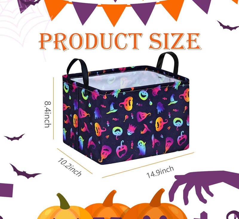 FUULOXE Halloween Storage Baske Bins Cube Collapsible Organizer Closet Shelves Toy Box - Image 2